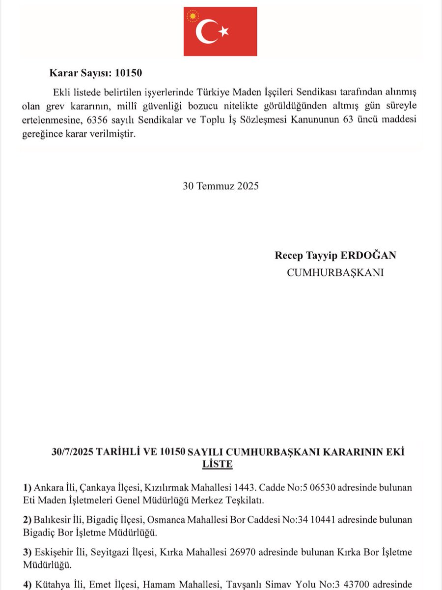 60 gün süreyle ertelenmesine karar verilmiştir.
