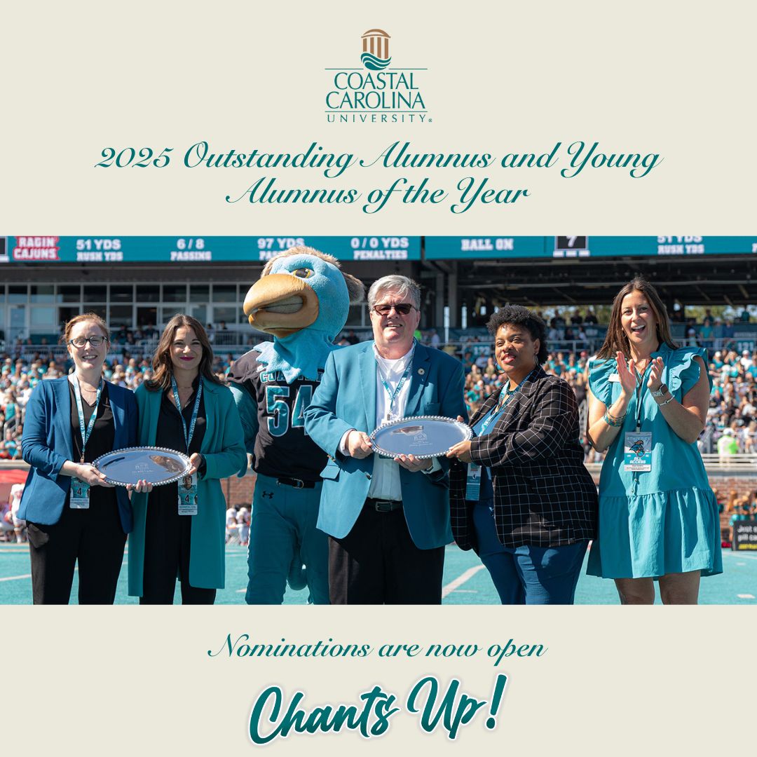 Know a Chant making a difference? Nominate the 2025 Outstanding Alumnus and Young Alumnus of the Year! Submit your nomination by August 31: surveys.coastal.edu/s/AlumnusOTY_2…