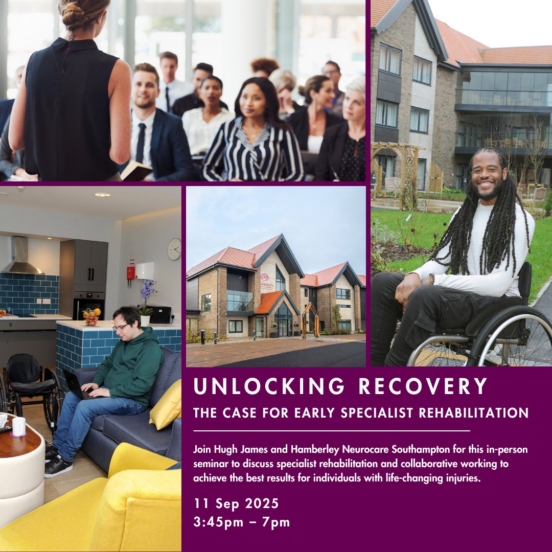 📍 Southampton | 🗓 Thursday 11 September | ⏰ 3:45–7pm

Hamberley Neurocare Southampton and Hugh James are hosting a specialist seminar on early access to neurorehabilitation for individuals with life-changing injuries.

hamberleyneurocare.co.uk/news-events/20…