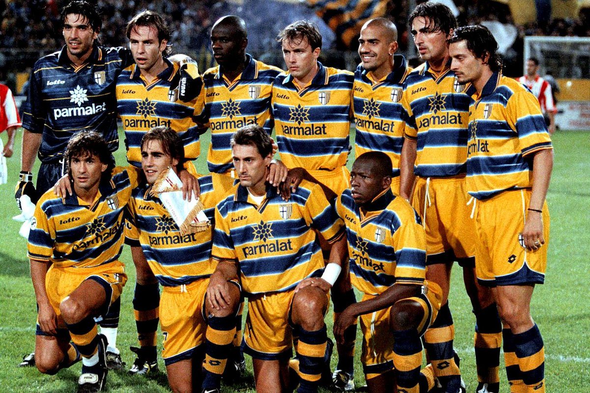 Parma was such a brilliant team back in the 90s!

Gianluigi Buffon
Lilian Thuram
Dino Baggio
Juan Sebastián Verón
Hernán Crespo
Fabio Cannavaro
Enrico Chiesa
Stefano Fiore
Hristo Stoichkov
Gianfranco Zola
Fernando Couto
Faustino Asprilla
Roberto Sensini
Mario Stanić
Tomas Brolin