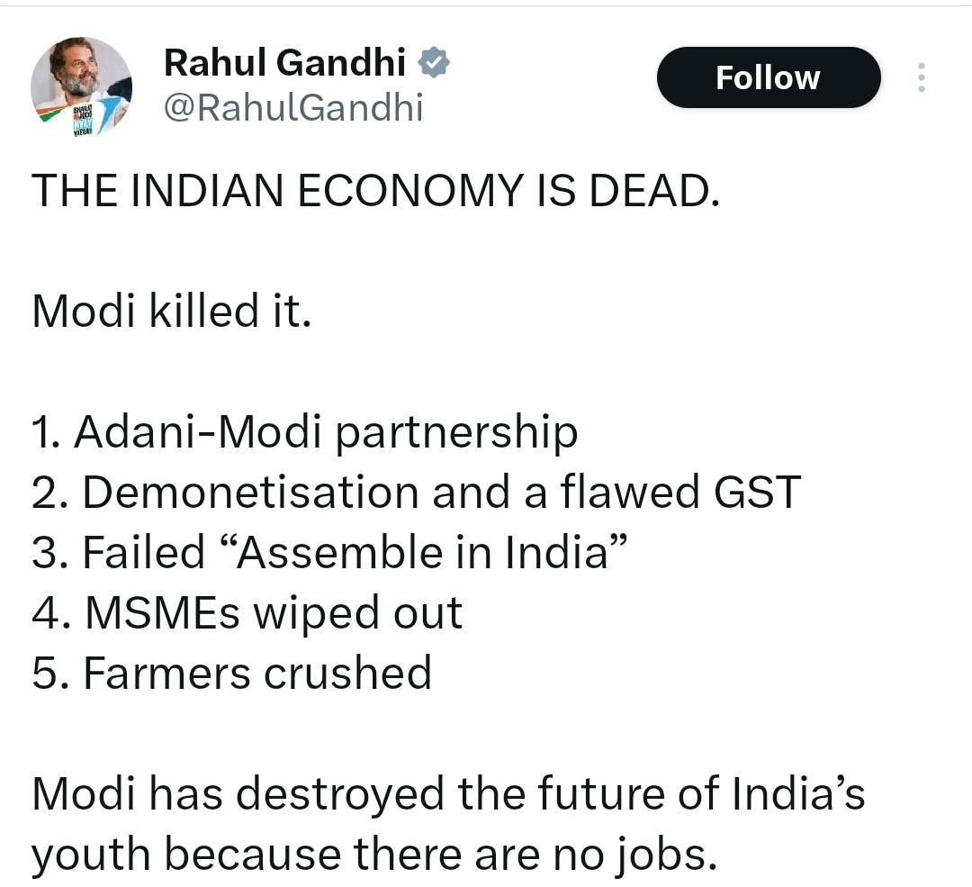 You say Modi “killed” it? Let’s look at the facts:
1.Adani-Modi link? The Supreme Court gave a clean chit. Time to stop your fake narratives.
2.Demonetisation + GST cleaned up black money and unified taxes. You didn’t have the guts to do it.
3.Assemble in India? Apple makes