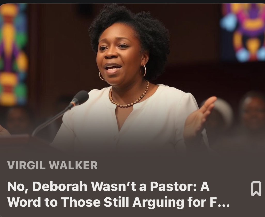No, Deborah wasn’t a pastor.

She didn’t preach, lead worship, or shepherd Israel like a New Testament elder. She served during a time of male failure—not as a model for female church leadership.

Stop using her to excuse rebellion.

🧵 open.substack.com/pub/virgilwalk…