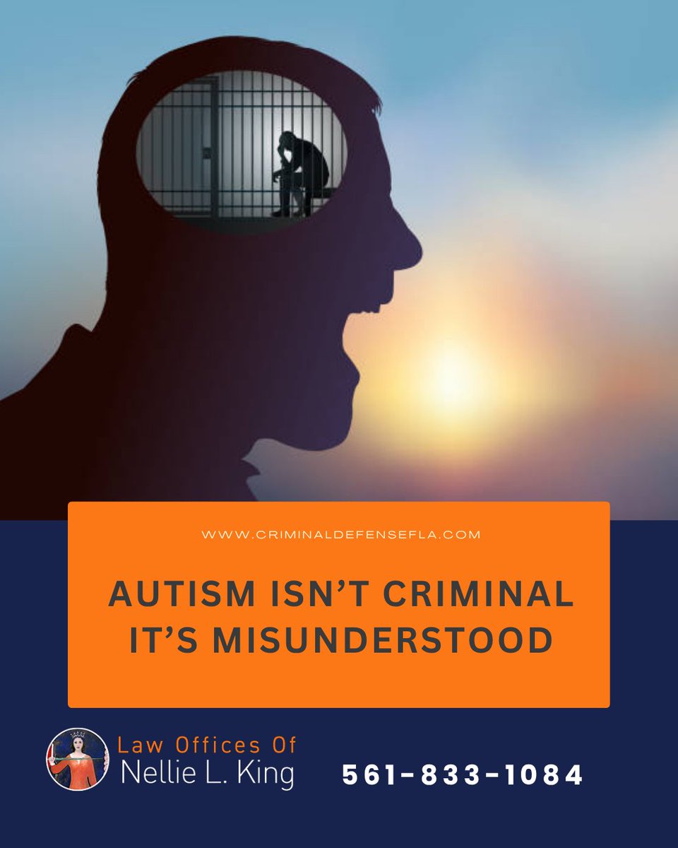 🧩 The legal system often misinterprets autistic individuals. At Nellie King Law, we fight for neurodiverse clients with compassion. 🔗 Learn more: criminaldefensefla.com/florida-autism… #AutismDefense #NeurodiversityInLaw #ASDJustice #FloridaDefense #CriminalJusticeReform #DisabilityRights