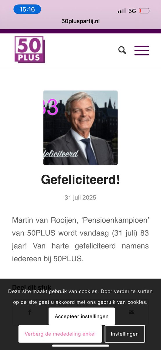 Daar doe ik het voor
Voor 4 mln AOW-ers en hun kinderen en kleinkinderen

⁦<a href="/NUnl/">NU.nl</a>⁩ ⁦<a href="/NOS/">NOS</a>⁩ ⁦<a href="/telegraaf/">De Telegraaf</a>⁩ ⁦<a href="/ADnl/">AD.nl</a>⁩