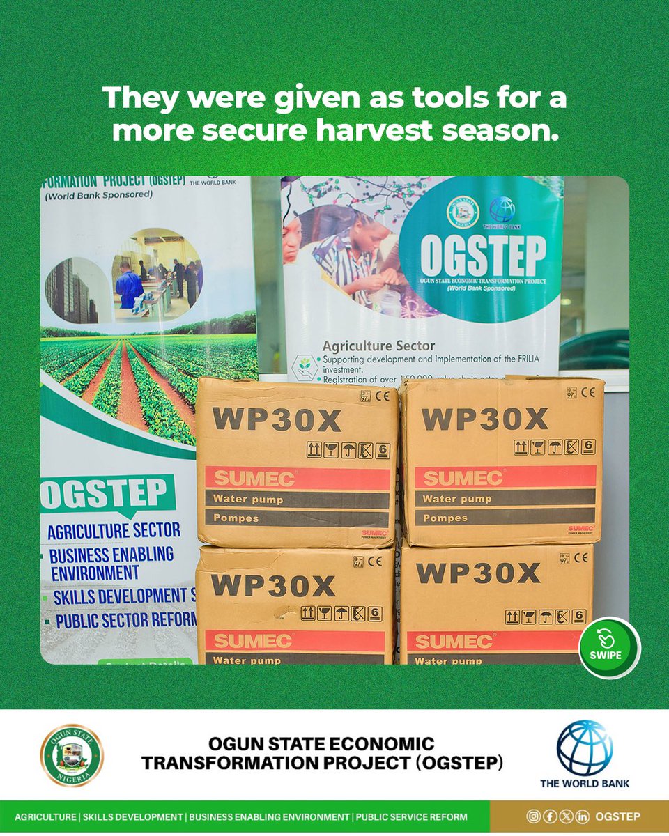 ogstep2020's tweet image. These machines?

They’re helping farmers irrigate farms and plant all-year round.

It’s one more proof that with the right support, Ogun’s farmers will keep feeding the future.

#OGSTEP #OgunState