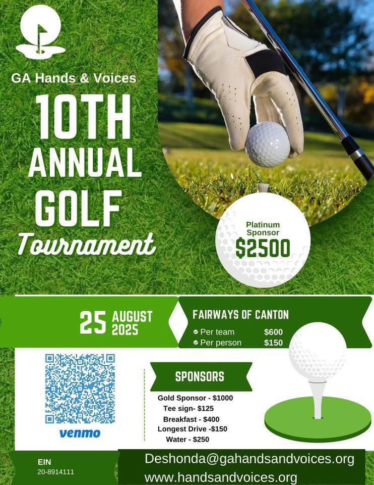 GAHandV's tweet image. 1 month away!! Please register this week! Golfer Registration Time!

10th Annual GA Hands &amp;amp; Voices
Communicator Cup Golf Tournament

Fairways of Canton
Contact Executive Director Deshonda Washington for additional assistance deshonda@gahandsandvoices.org
(678) 557-1164