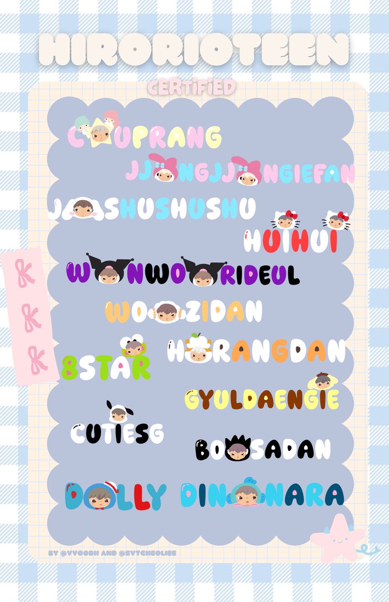 vvoodii's tweet photo. 𝙞𝙣𝙩𝙚𝙧𝙚𝙨𝙩𝙚𝙙 𝙘𝙝𝙚𝙘𝙠 !

🌟✨ Seventeen meets Hirono meets Sanrio! ✨🌟

Your faves, but cuter!🎀

🏷️: svt seventeen anikanik seungcheol jeonghan joshua jun hoshi wonwoo woozi the8 mingyu dk seungkwan vernon dino sanrio hirono https://t.co/vPOYhc6u4Z