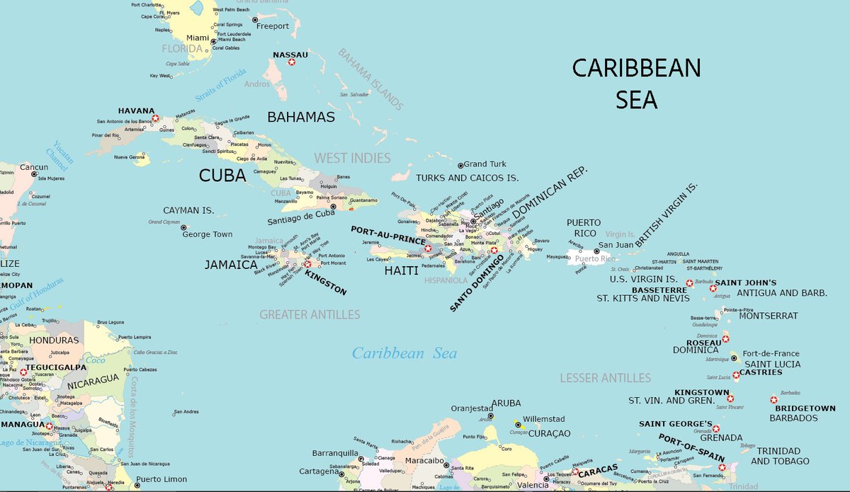 #Caribbean’s 20 Most Populous Urban Areas (Metros):

1. 🇻🇪Caracas 5.30m
2. 🇻🇪Maracaibo 5.28m
3. 🇩🇴Santo Domingo 4.27m
4. 🇭🇹Port-au-Prince 3.13m
5. 🇨🇴Barranquila 2.37m
6. 🇵🇷San Juan 2.35m
7. 🇨🇺Havana 2.16m
8. 🇩🇴Santiago de los Caballeros 1.26m
9. 🇯🇲#Kingston-Portmore-Spanish Town