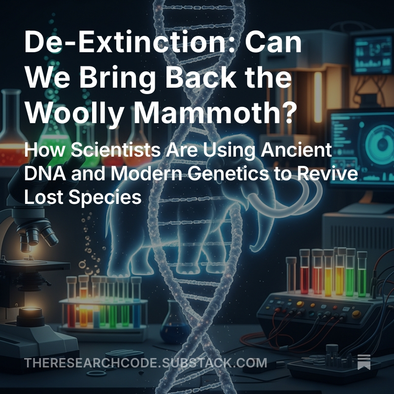 TheResearchCode's tweet image. De-Extinction: Can We Bring Back the Woolly Mammoth?
What if extinction wasn't forever? Revolutionary biotechnology is turning this impossible dream into reality, and the woolly mammoth could roam Earth again within this decade.
The breakthrough approach:
· CRISPR gene-editing…
