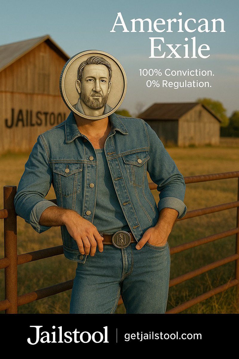 bslizzle8552's tweet photo. Turns out #Jailstool  doesn't just have conviction...
It’s got great jeans too.
🪙👖
Built rugged. Worn by degenerates.
#AmericanExile #Jailstool #BUFU #getjailstool https://t.co/rJT68T93YB