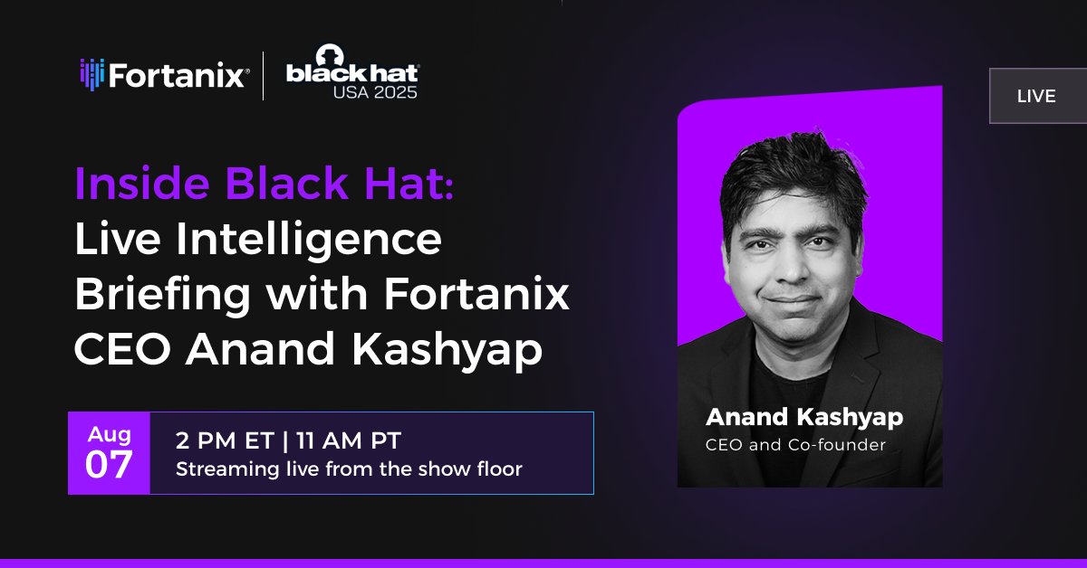 On August 7, Fortanix is broadcasting live from the show floor - no booth pitches, no fluff. Just real talk from the center of the action.

hubs.li/Q03zzL720

#BlackHat2025 #SecurityLeadership #LiveFromBlackHat #ArmetAI #FortanixLive