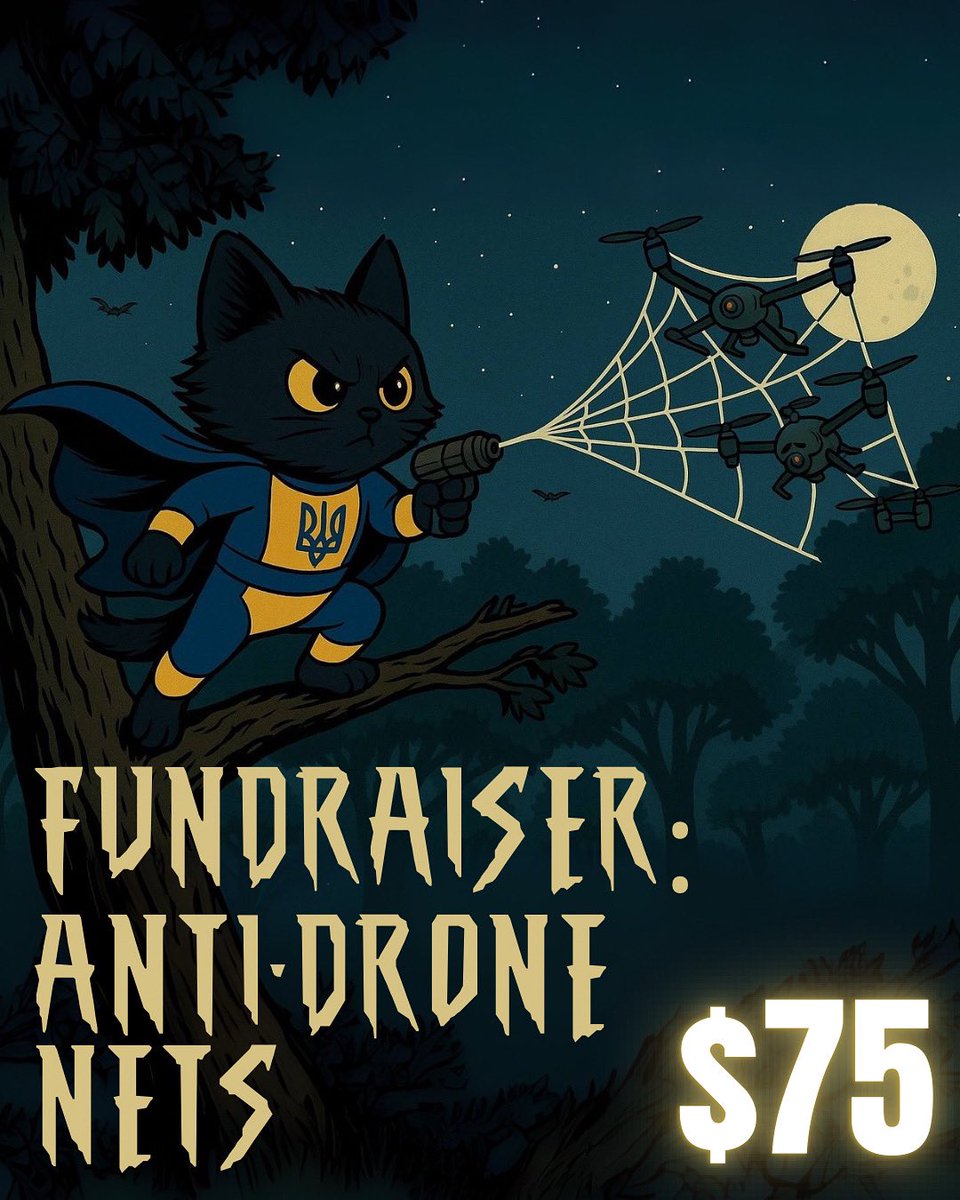 🐈‍⬛🕸️FUNDRAISER: ANTI-DRONE NETS FOR VYR🕸️🐈‍⬛

We’re launching a new campaign for handheld launchers that shoot webs to take down deadly drones. We’ve received requests from 4 different units over the past two weeks for this new technology. 

These palm-sized launchers can bring