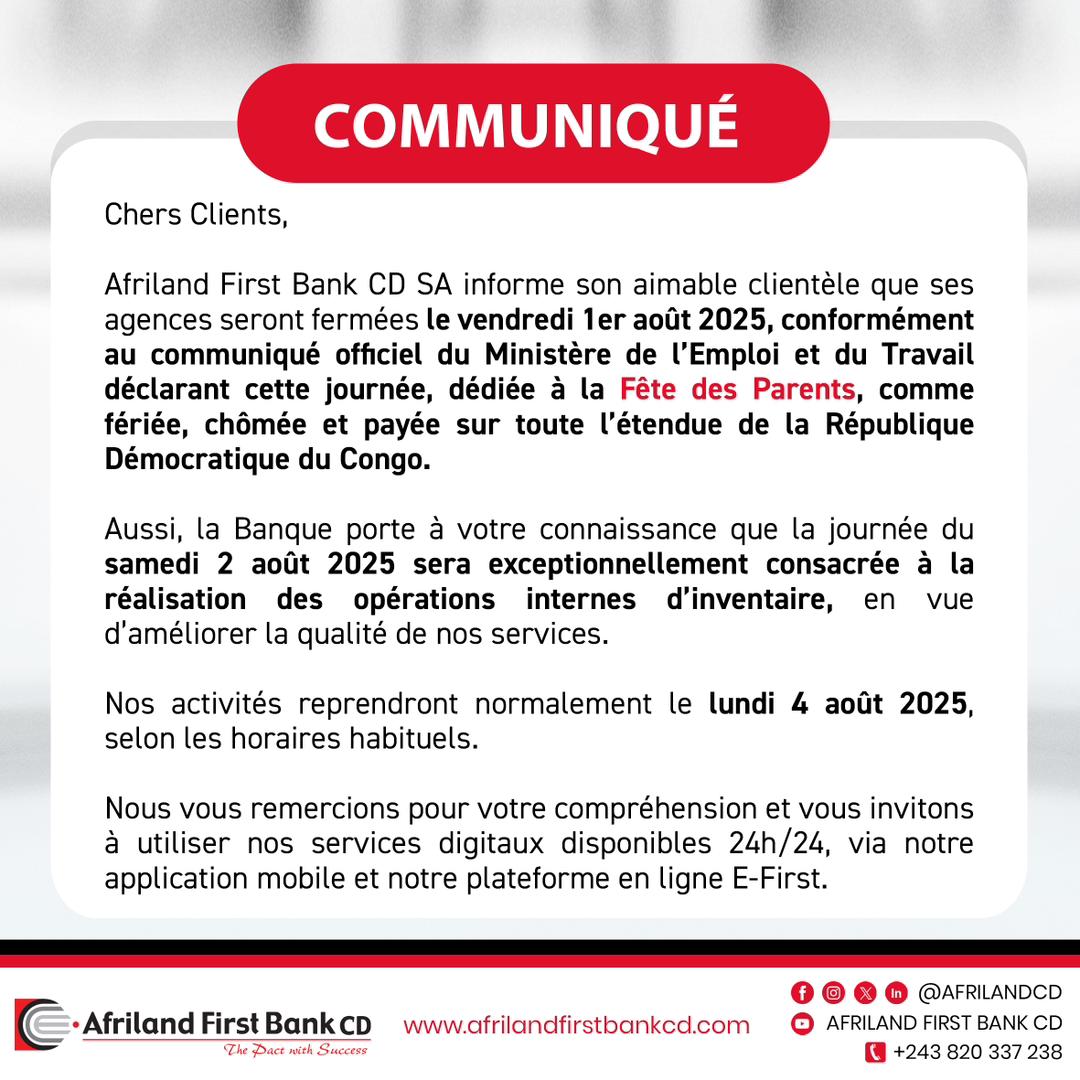 Bon week-end.
.
#afrilandfirstbankcd