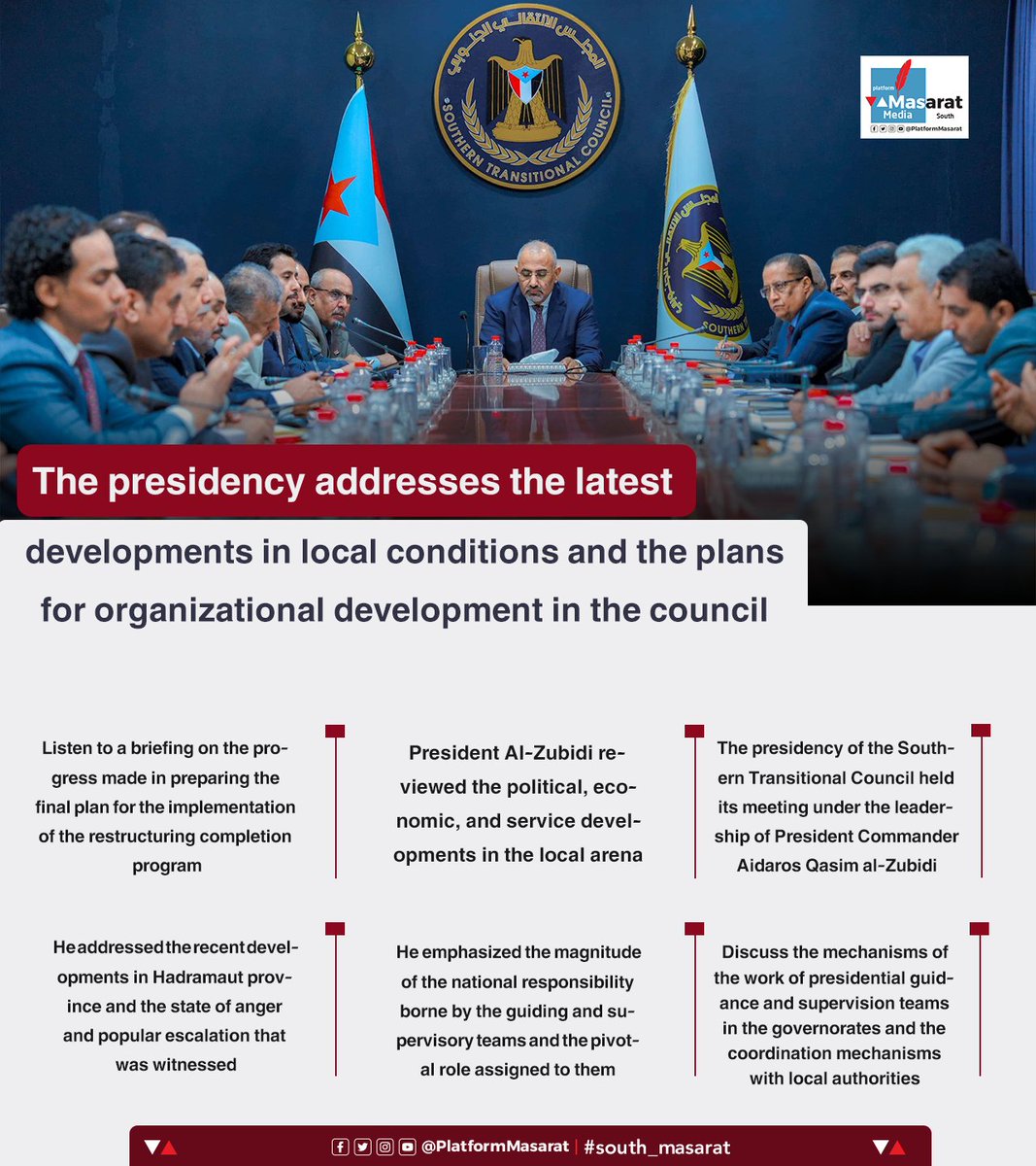 Infographic | The presidency addresses the latest developments in local conditions and the plans for organizational development in the council
#south_masarat