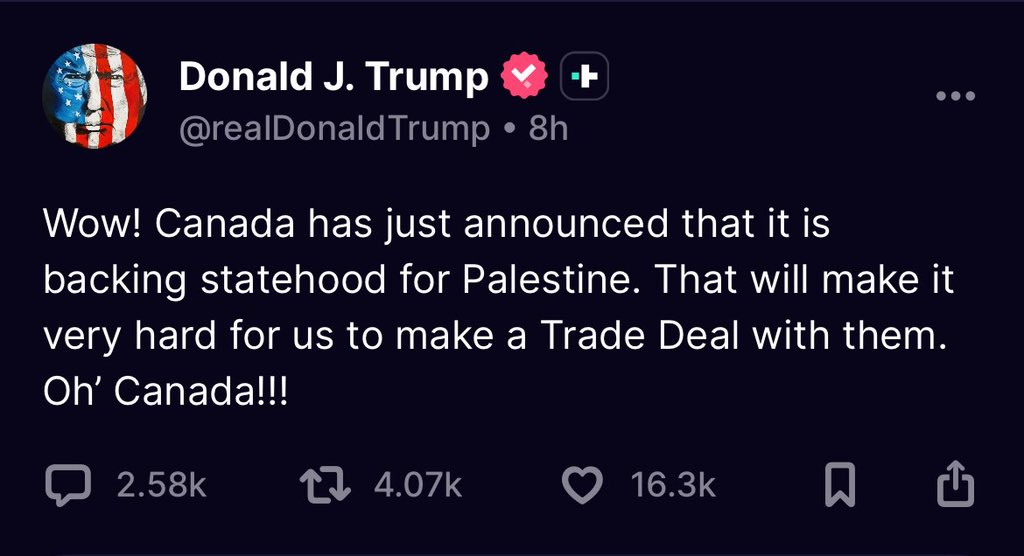 You think trade deal with India is an issue, look at how U.S. is treating their no. 1 trade partner.

#trump has lost his mind. #tariff #TrumpTariffs #Canada #Palestine #India