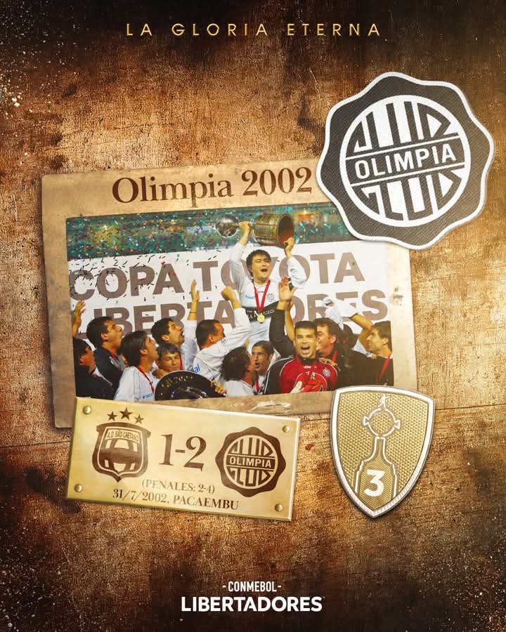 Carlitos Lugo #5🇵🇾⚽🇵🇪 (@carlosmlugo1976) on Twitter photo ⭐️⚪️⚫️ ¡A 23 años de la última!
📆 Un día como hoy, <a href="/elClubOlimpia/">Club Olimpia</a> 🇵🇾 se consagraba campeón de la CONMEBOL #Libertadores 🏆 por tercera vez en su historia
#GloriaEterna
🇵🇾⚽🌟🌟🌟⚽🇵🇾
#5LUGO ⭐️⚪️⚫️ ¡A 23 años de la última!
📆 Un día como hoy, <a href="/elClubOlimpia/">Club Olimpia</a> 🇵🇾 se consagraba campeón de la CONMEBOL #Libertadores 🏆 por tercera vez en su historia
#GloriaEterna
🇵🇾⚽🌟🌟🌟⚽🇵🇾
#5LUGO