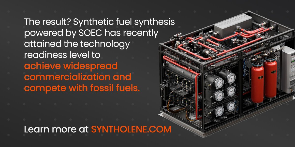 Solid Oxide Electrolyzer Cell (SOEC) technology has taken a leap forward to commercialization:

📈 Performance doubled
💪 Durability improved 100x
🔥 High-temp operation ~40% more efficient vs PEM or Alkaline

Next step: cost-competitive synthetic fuels
#SOEC #SyntheticFuels