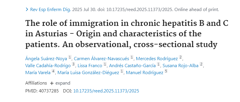 BibliotecaHUCA's tweet photo. PubMed- https://t.co/yiMnu5YC22 The role of immigration in chronic hepatitis B and C in Asturias - Origin and characteristics of the patients. An observational, cross-sectional study @HUCA_Asturias #publiHUCA #Digestive
@FINBAsturias @Maria_Var_Cal https://t.co/JMXs0G9O7D