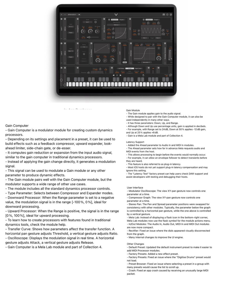 🚨Plugin Update &amp; IAP Sale🚨 <a href="/Nikolozi/">Nikolozi</a> has updated ‘Mela’ to v6.8!! Update adds NEW Gain Computer module, Gain Module added, Latency support and MORE!! Update yours now in the App Store!!

Also, IAP Collections 1-4 are on discount for a limited time!!

Mela Collection IAP’s: