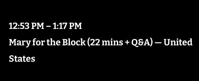 My film, MARY FOR THE BLOCK, is on the schedule for the Toronto Film Festival 🎥🎭