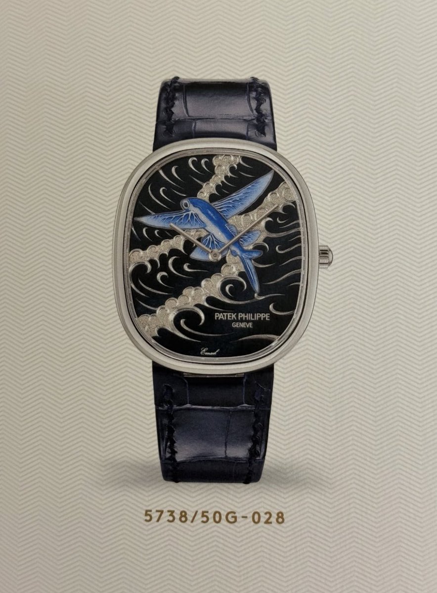 secondemorte's tweet photo. Patek Philippe Golden Ellipse « Flying Fish » 5738/50G-028 

Une œuvre d’art en émail limitée à 10 exemplaires, emboîtée dans une carrure en or gris 🖌️ https://t.co/vpKwEhRdiF