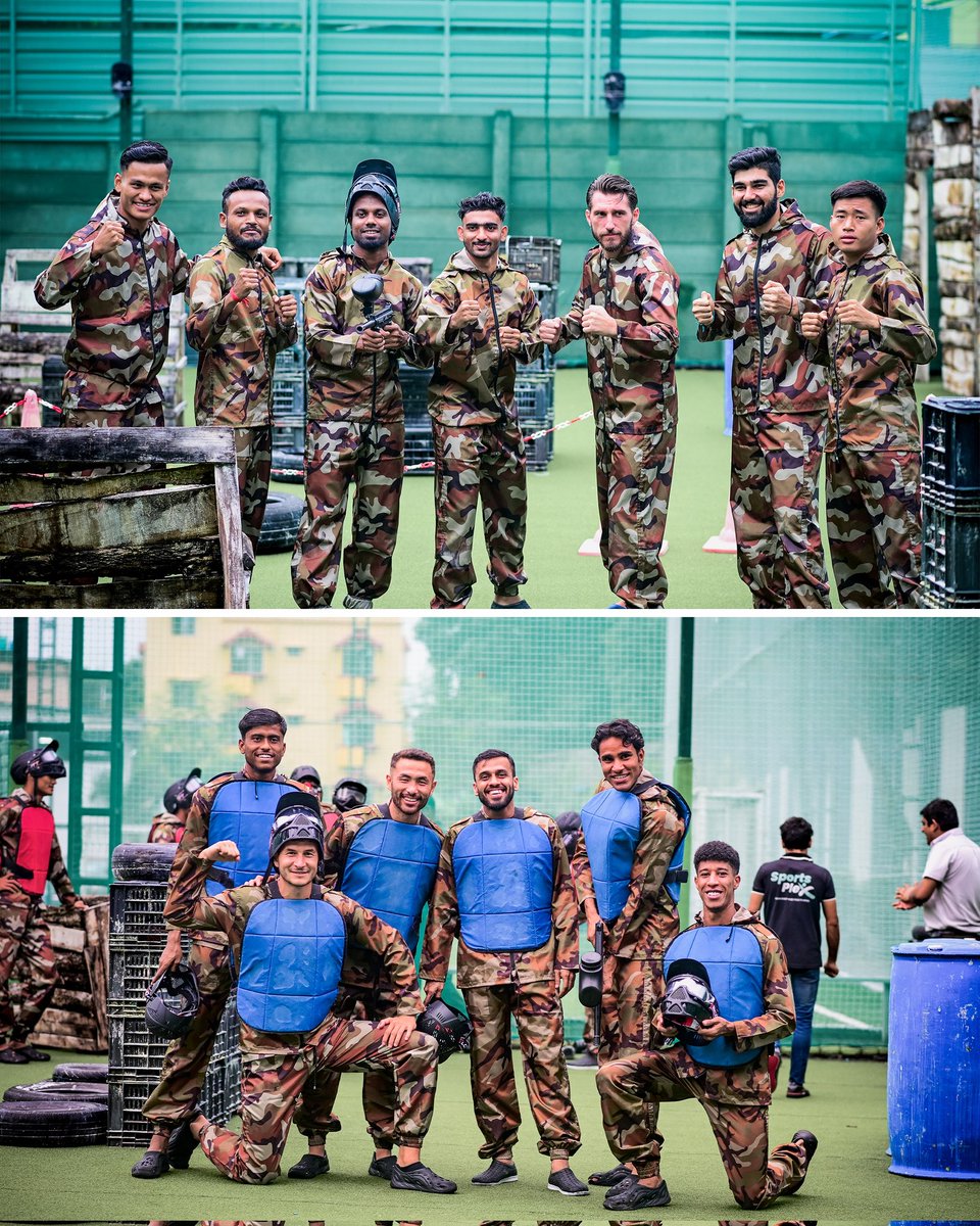 eastbengal_fc's tweet photo. Target locked 🎯 Colours unleashed 🔴🟡 It's 𝗽𝗮𝗶𝗻𝘁𝗯𝗮𝗹𝗹 time! 🔫 (4/4)
A fun way for our polas to recover after yesterday's friendly! 💪
#JoyEastBengal #TeamBondingActivities https://t.co/rOLTNUtzxp