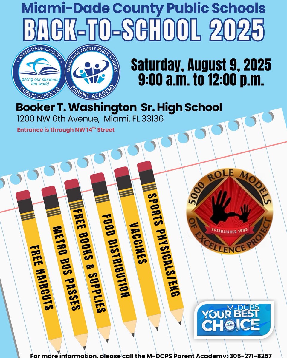 5000 Role Models (@5000rolemodels) on Twitter photo πβοΈπ Back to School Bash with <a href="/ParentAcadMiami/">Miami-Dade County Public Schools Parent Academy</a> !
Join us and Miami-Dade County Public Schoolsβ Parent Academy for an exciting Back to School event!
Letβs kick off the school year strongβdonβt miss out on this fun and family-friendly event! ππ
#WeAre5000 β€οΈπ€ππ½ πβοΈπ Back to School Bash with <a href="/ParentAcadMiami/">Miami-Dade County Public Schools Parent Academy</a> !
Join us and Miami-Dade County Public Schoolsβ Parent Academy for an exciting Back to School event!
Letβs kick off the school year strongβdonβt miss out on this fun and family-friendly event! ππ
#WeAre5000 β€οΈπ€ππ½