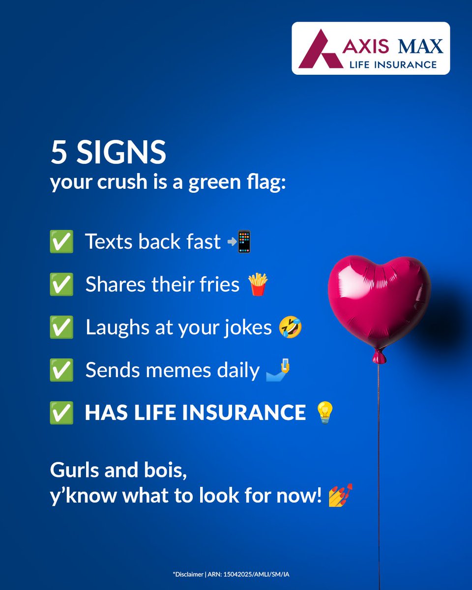 Gurls and bois, y’know what to look for now! 💅
Protecting yourself is the ultimate flex. If you’re not one yourself, be the green flag and protect yourself and your fam’s future today!

ARN: 15042025/AMLI/SM/IA
Disclaimer: bit.ly/46fR9Tt
#AxisMaxLifeInsurance