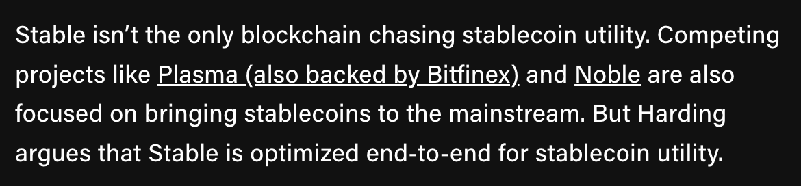 Nice to see more purpose-built stablecoin chains come to market 3 yrs after Noble launched to support native USDC across the IBC eco. Congrats <a href="/stable/">Stable</a>

Excited to share more on what we've been cooking around real world stablecoin utility.. Watch this space
theblock.co/post/364952/te…