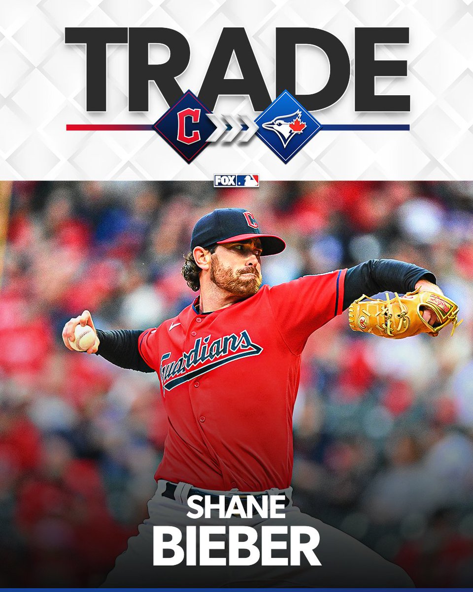 MLBONFOX's tweet photo. TRADE: The Blue Jays are finalizing a deal to acquire Shane Bieber from the Guardians, per multiple reports. https://t.co/ON9hPTTkrr