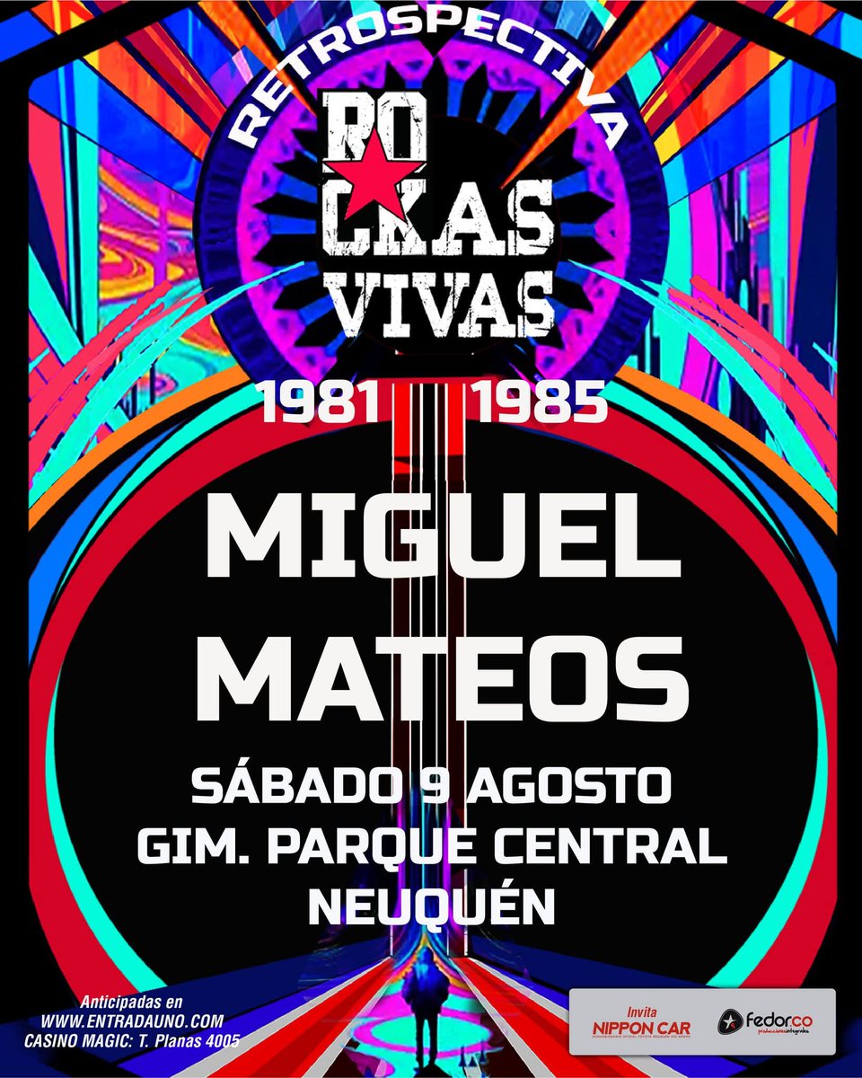 El 9 de agosto la gira Retrospectiva 1981-1985 tendrá su noche en NEUQUÉN, ¿están listos para recordar nuestra vida en canciones?

📍  Gimnasio Parque Central
🎟️ Entradas ya a la venta aquí 👉entradauno.com/landing/14717-…