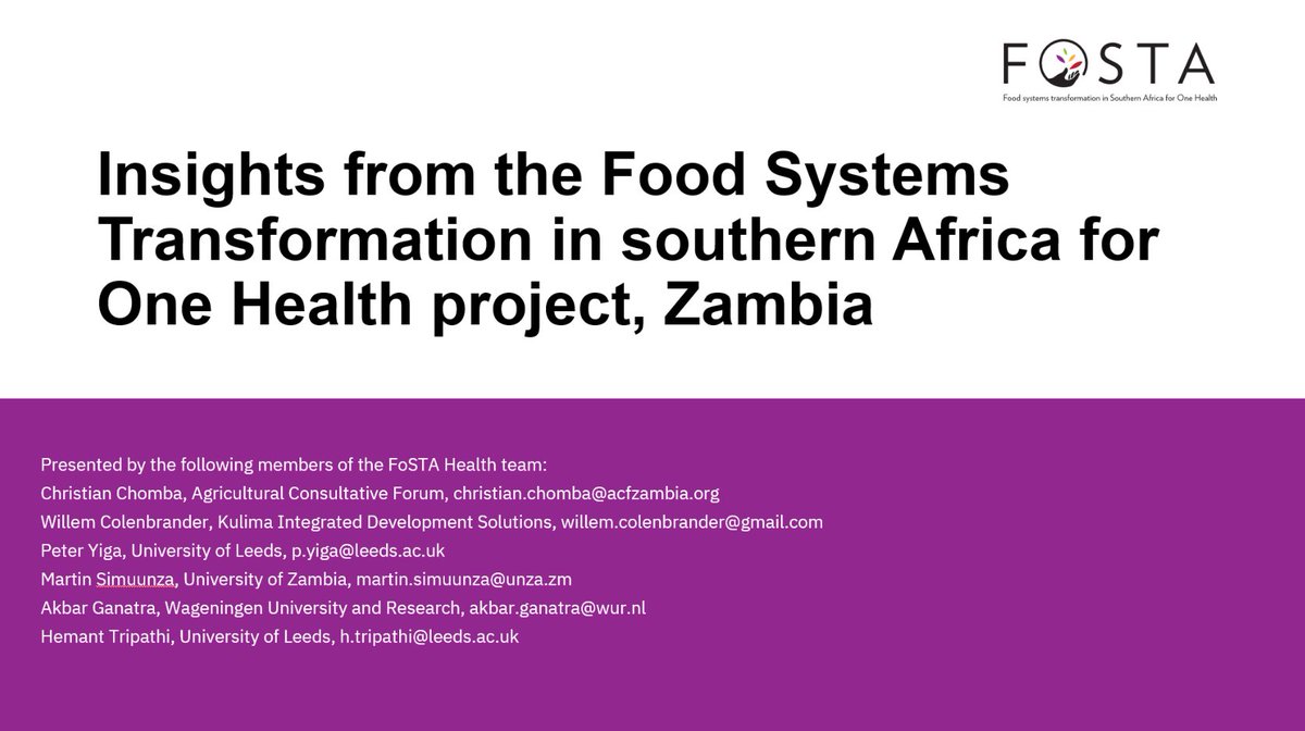 Thank you <a href="/ZCCN_Official/">Zambia Climate Change Network</a> for the space to present <a href="/fosta_health/">FoSTA Health project</a> research in #Zambia at ur plenary meet! We got valuable feedback on our work on stakeholder engagement, food policies &amp;  dietary transition, pesticided use and vector-borne diseases. Details: tinyurl.com/ye269x7x