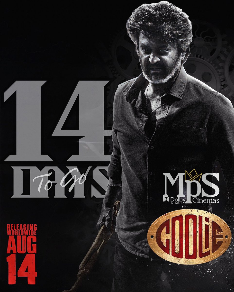 #Coolie ✌️Week To go

#Rajinikanth #LokeshKanagaraj #Anirudh #CoolieTrailer #AnirudhRavichander #PoojaHegde #monica #ThalaivanThalaivii #housemates #VijayDeverakonda #Kingdom #VijaySethupathi #NithyaMenen #BhagyashriBorse