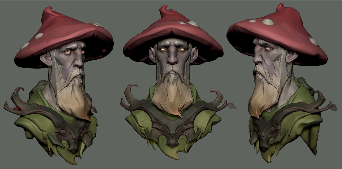 EJelezoglo's tweet image. Now I’m working on bringing my Mushroom Druid to life in color )🍄🍀 #Druid #Zbrush #Polypaint