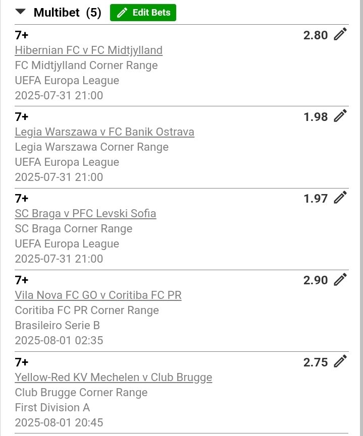CornersCode's tweet photo. BW856EEB7
🚨Corners Lovers Assemble!
📊7+ Corners
💸Odds: 87
High return. Clean strategy.
Stake smart, stake high. Let’s cash out big!💰
Comment “DONE” once staked!
🔁Retweet to bless other punters 📲
#CornersCode #BetwayTips #7PlusCorners #Odds87 #NightShiftSlip #SoccerTips https://t.co/19LQ8i11tP