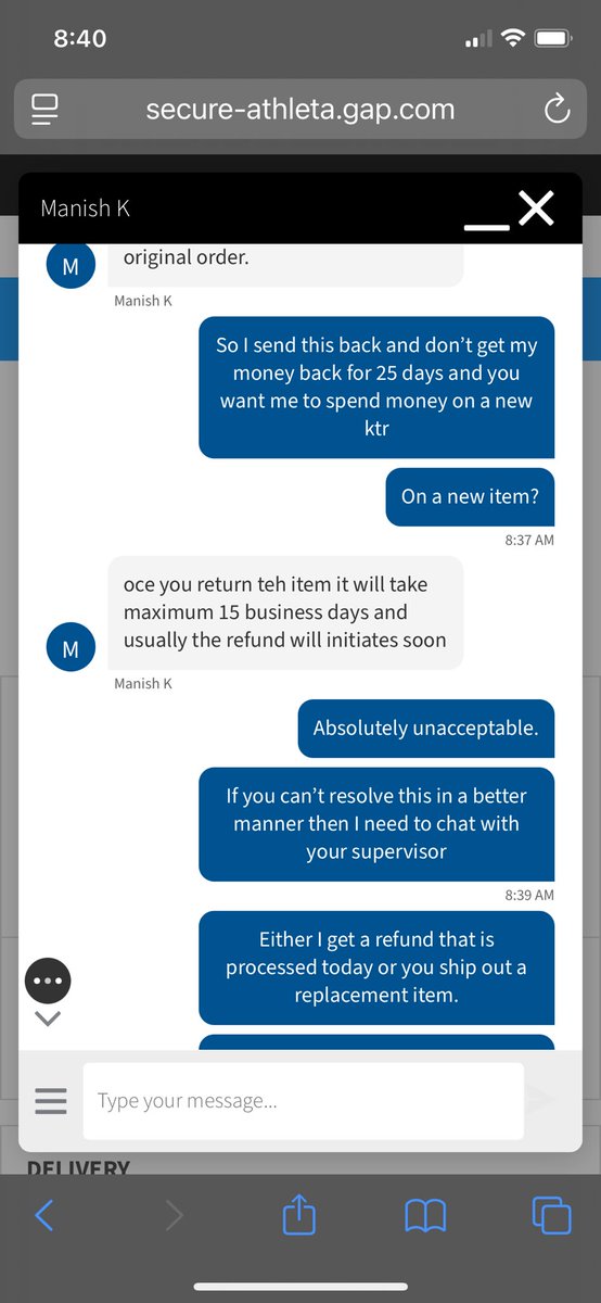 Hey <a href="/Athleta/">ATHLETA</a> you sent me a damaged shirt and want me to send it back, wait up to 25 days for my money back and expect me to buy a replacement? What kind of customer service is this?