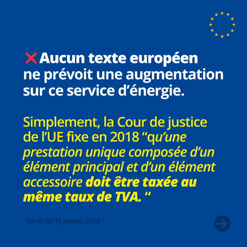 UEFrance's tweet photo. ❌ Factures d'électricité : non, l'Europe n'impose pas les taux de TVA en France 🇫🇷

⬇️ Lire notre article complet

#TVA #Europe #1erAout #DecodeursUE