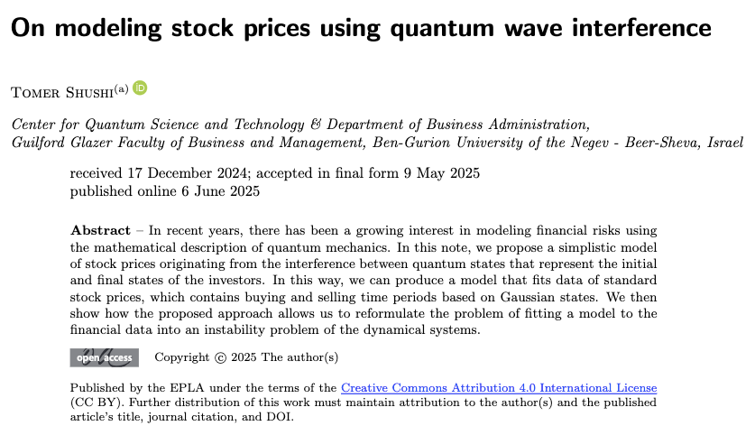 EPL (@epl_journal) on Twitter photo FREE TO READ - OPEN ACCESS:
On modeling stock prices using quantum wave interference
by Tomer Shushi
<a href="/bengurionu/">Ben-Gurion University of the Negev</a>
#FreeToRead #OpenAccess #Quantum
π iopscience.iop.org/article/10.120β¦ FREE TO READ - OPEN ACCESS:
On modeling stock prices using quantum wave interference
by Tomer Shushi
<a href="/bengurionu/">Ben-Gurion University of the Negev</a>
#FreeToRead #OpenAccess #Quantum
π iopscience.iop.org/article/10.120β¦
