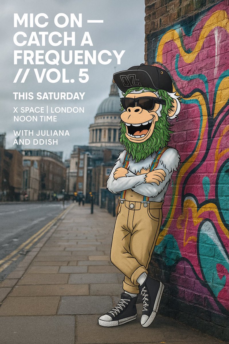 Lazy Ape Official (@lazyapesc) on Twitter photo 🎙 MIC ON — CATCH A FREQUENCY // VOL. 5
This Saturday 🔊 X Space | London Noon Time <a href="/TheOZvibes/">The OZ Show</a>
🎙️like, repost
🥂 tag 3 frens
🔥 be in it to WIN it
Reserve your seat 👉🏻 x.com/i/spaces/1zqJV… 🎙 MIC ON — CATCH A FREQUENCY // VOL. 5
This Saturday 🔊 X Space | London Noon Time <a href="/TheOZvibes/">The OZ Show</a>
🎙️like, repost
🥂 tag 3 frens
🔥 be in it to WIN it
Reserve your seat 👉🏻 x.com/i/spaces/1zqJV…