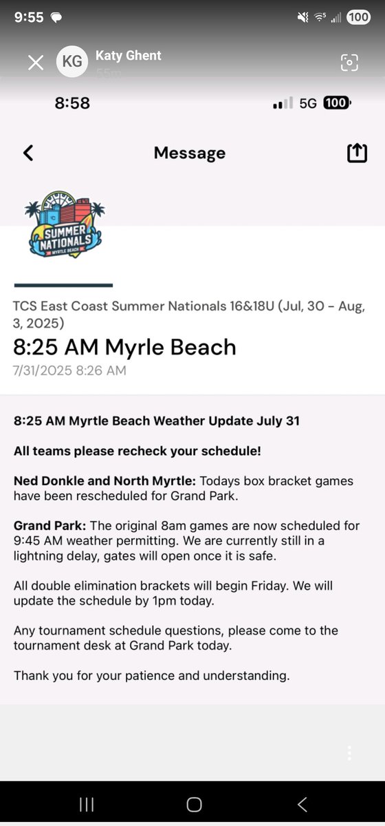 Update on games today. All games for today for us are canceled. Bracket play starts Friday and I will post updates as soon as I know.