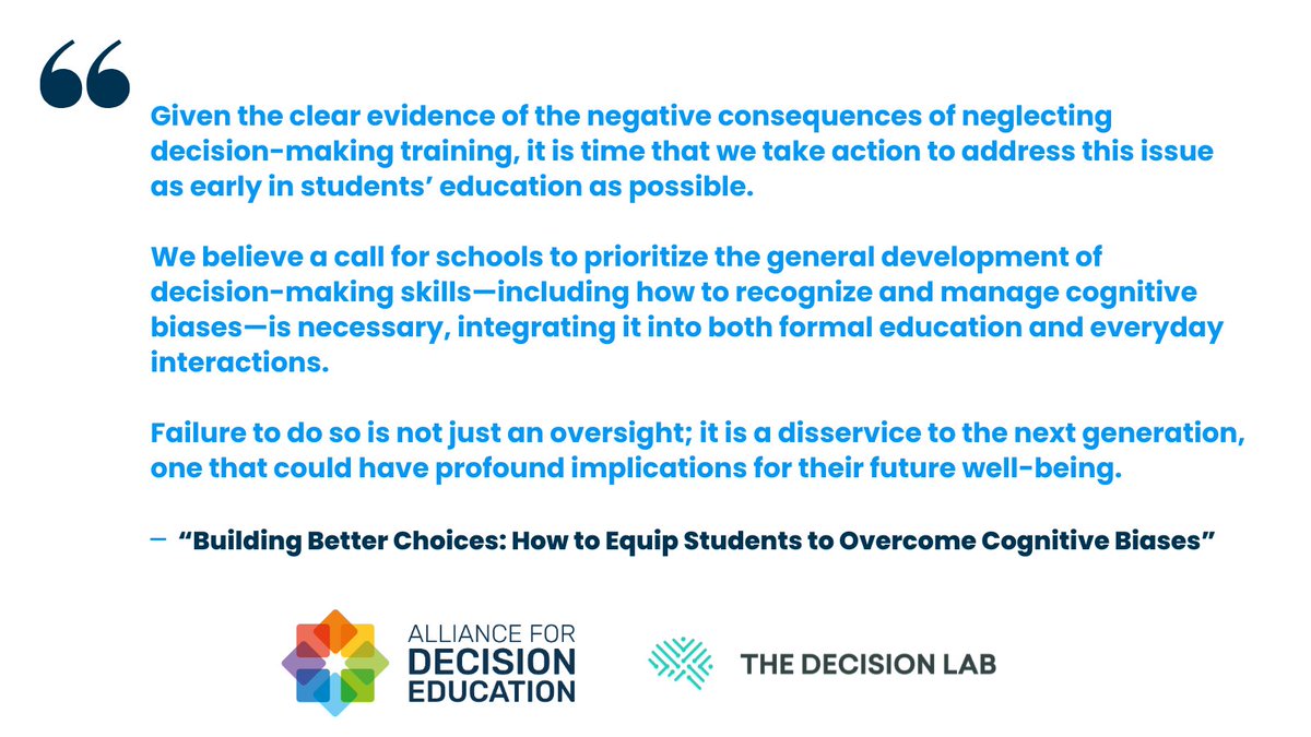 Alliance for Decision Education (@alldecisioned) on Twitter photo Check out this piece we co-authored with our organizational partners <a href="/TheDecision_Lab/">The Decision Lab</a>! Read to learn about the research behind how cognitive biases affect students’ decision-making & what we can do to empower students. alliancefordecisioneducation.org/blog/building-… Check out this piece we co-authored with our organizational partners <a href="/TheDecision_Lab/">The Decision Lab</a>! Read to learn about the research behind how cognitive biases affect students’ decision-making & what we can do to empower students. alliancefordecisioneducation.org/blog/building-…
