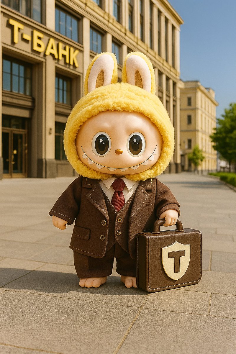 rainled's tweet photo. 🐻‍❄️💼 Вышел из офиса Т-Банка — а уже принёс вам одобрение, защиту и кешбэк.

🟡 Брови уверенности, кейс стабильности, улыбка — на миллион!

С нами — просто, как «Т».

#ТБанк #финансы #надежно #Labubu #Защита  #бренд https://t.co/GXidbTvjnl