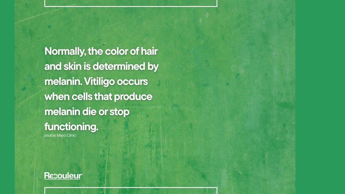 Recouleur's tweet photo. Vitiligo is the loss of melanin production in one’s skin. If you have vitiligo and want to support natural skin color from within, start nourishing your healthy pigment formation with our patented formula. #VitligoAwareness https://t.co/H9jW4rVbpA