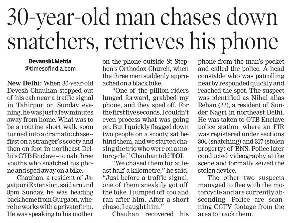 In east Delhi, a routine walk home turned into a high-stakes chase after a man’s phone was snatched near a traffic signal. He flagged down two strangers on a scooty, pursued the snatchers, and caught one on foot—recovering his phone before cops arrived.