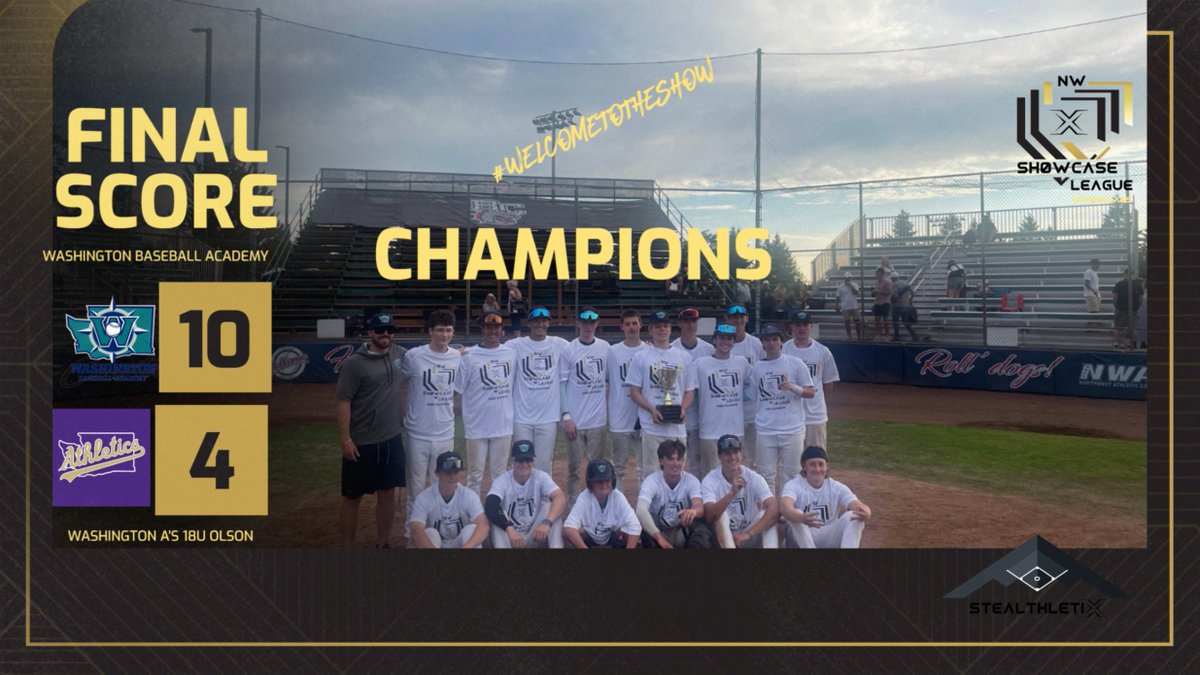 Stealthletix (@stealthletixt) on Twitter photo Congratulations to <a href="/wabaseballacad/">Washington Baseball Academy</a> as they repeat as champions! #welcometotheshow #2025NWShowcase League #Upperclassdivision #repeat Congratulations to <a href="/wabaseballacad/">Washington Baseball Academy</a> as they repeat as champions! #welcometotheshow #2025NWShowcase League #Upperclassdivision #repeat