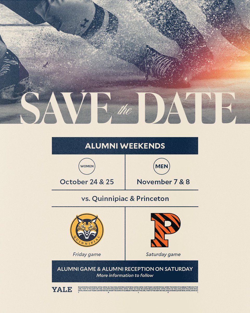 We’re excited to welcome back all former men’s and women’s team members for our upcoming Alumni Weekends this fall!

Stay tuned for full event details and registration info — you won’t want to miss it!

#ThisIsYale