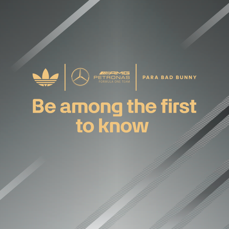 MercedesAMGF1's tweet photo. Sé de los primeros en enterarte 👊

adidas x Mercedes-AMG PETRONAS F1 Para Bad Bunny. Coming soon ➡

Sign up now 👇