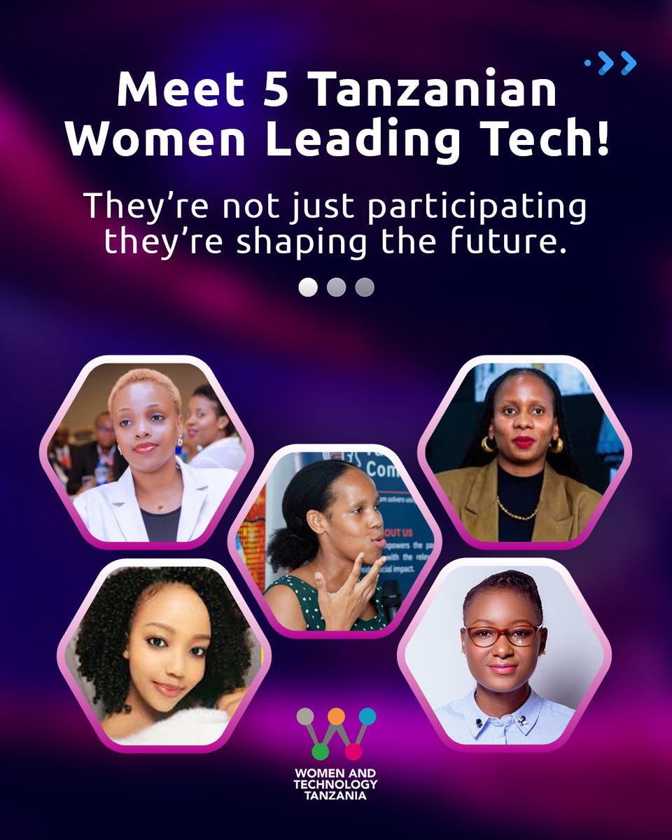 TechWomenTZ's tweet photo. These five Tanzanian women are redefining what it means to lead in tech.
From digital innovation to AI and open science, they’re using technology to drive real impact. The future is female — and it’s tech-powered.
#TechWomenTZ #shetechtz #WomenInTech #TechLeaders #MadeInTanzania #STEMHerStory #DigitalAfrica #SkillingTanzania #MitandaoNaSisi