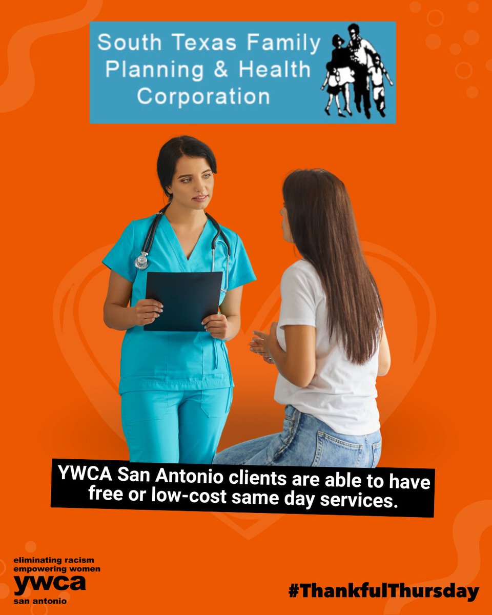 Our partnership with South Texas Family Planning &amp; Health Corporation helps ensure health access for our community. Thank you for standing with us!

Learn more about our upcoming health event on our website. ywcasa.org/health-equity

#ThankfulThursday #STFPHC #Health