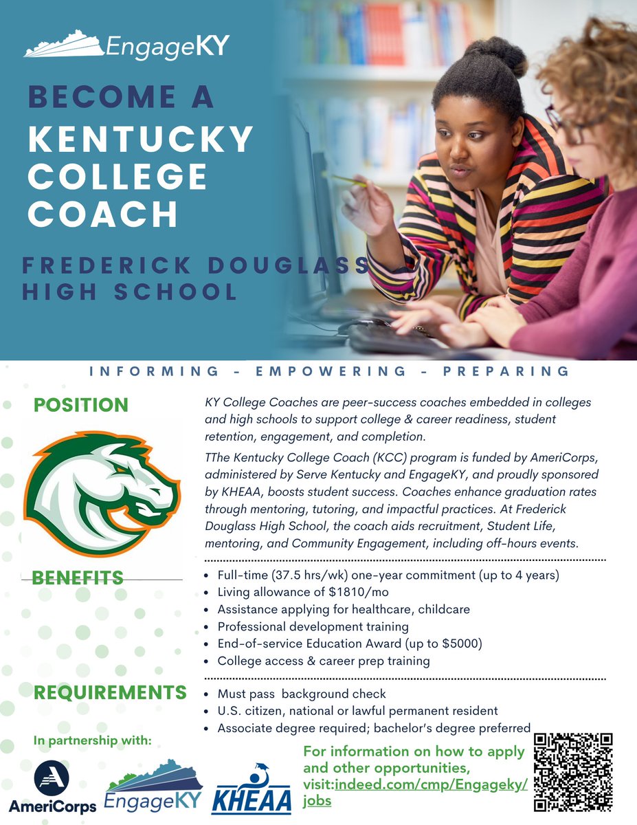 EngageKY (@engageky) on Twitter photo We're hiring for #KentuckyCollegeCoach at <a href="/FDHSacademies/">Academies of FDHS</a>! Find more information about this and other opportunities at engageky.org. #KentuckyOpportunities #EngageKY #ServeKY #KHEAA #AmeriCorps #Education #CollegeAccess #StudentSuccess #CommunityImpact We're hiring for #KentuckyCollegeCoach at <a href="/FDHSacademies/">Academies of FDHS</a>! Find more information about this and other opportunities at engageky.org. #KentuckyOpportunities #EngageKY #ServeKY #KHEAA #AmeriCorps #Education #CollegeAccess #StudentSuccess #CommunityImpact